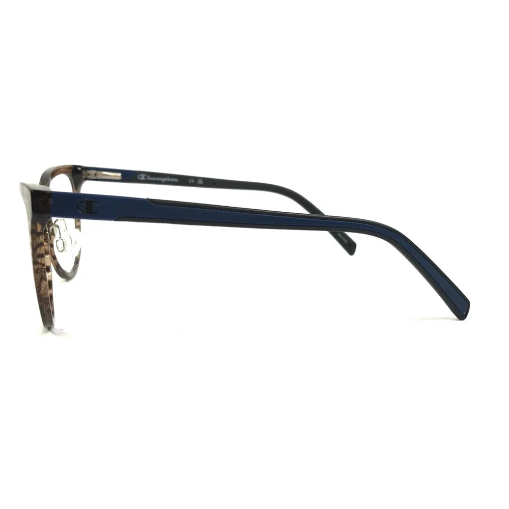 Champion Eyeglasses Frames WCFIT 201 C01 Brown Striped Blue Cat Eye 52-17-135